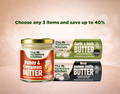 Artisan flavoured butters from The Yorkshire Kitchen – honey and cinnamon butter jar with truffle butter and garlic herb butter rolls, choose any 3 items and save up to 40%.
