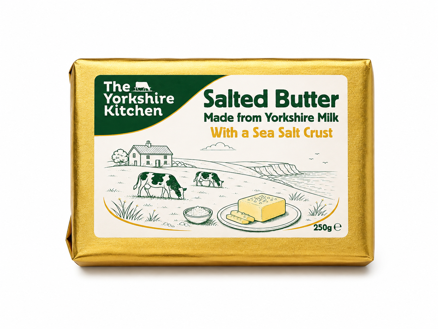 Salted butter - made with Yorkshire Milk - with a sea salt crust